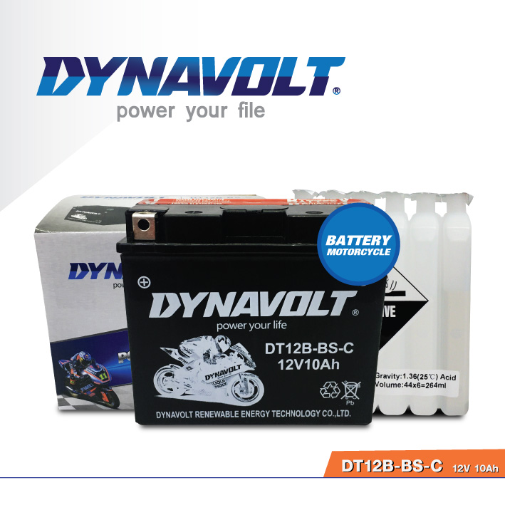 แบตเตอรี่มอเตอร์ไซค์ DYNAVOLT DT12B-BS-C