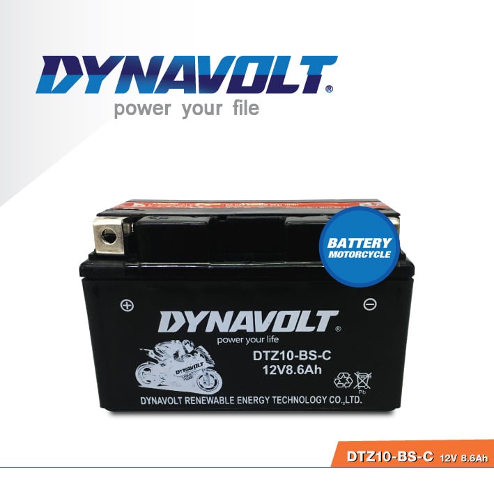 แบตเตอรี่มอเตอร์ไซค์ DYNAVOLT DTZ10-BS-C