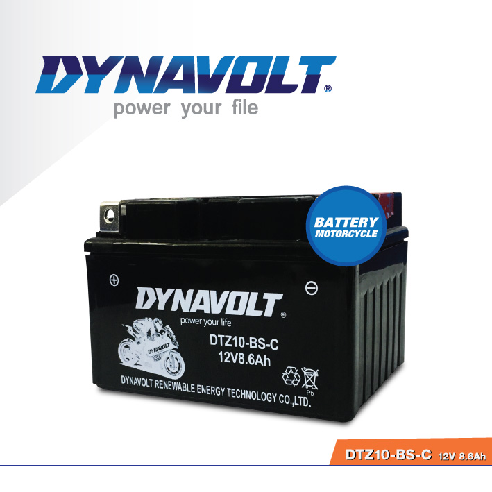 แบตเตอรี่มอเตอร์ไซค์ DYNAVOLT DTZ10-BS-C