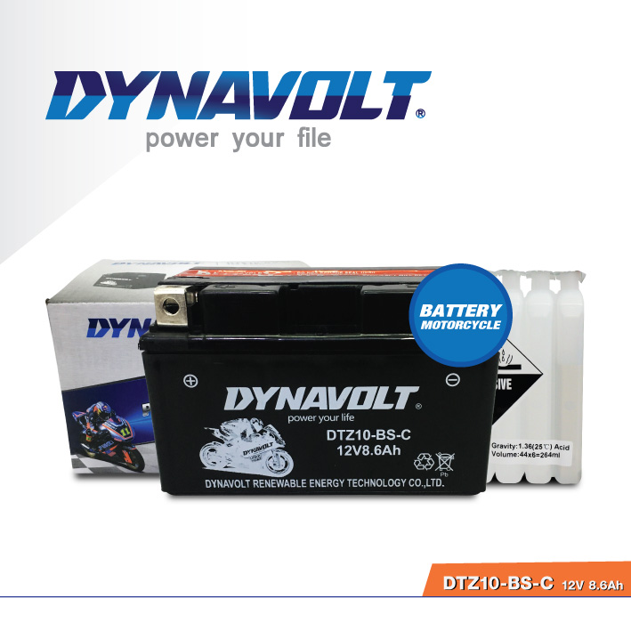 แบตเตอรี่มอเตอร์ไซค์ DYNAVOLT DTZ10-BS-C