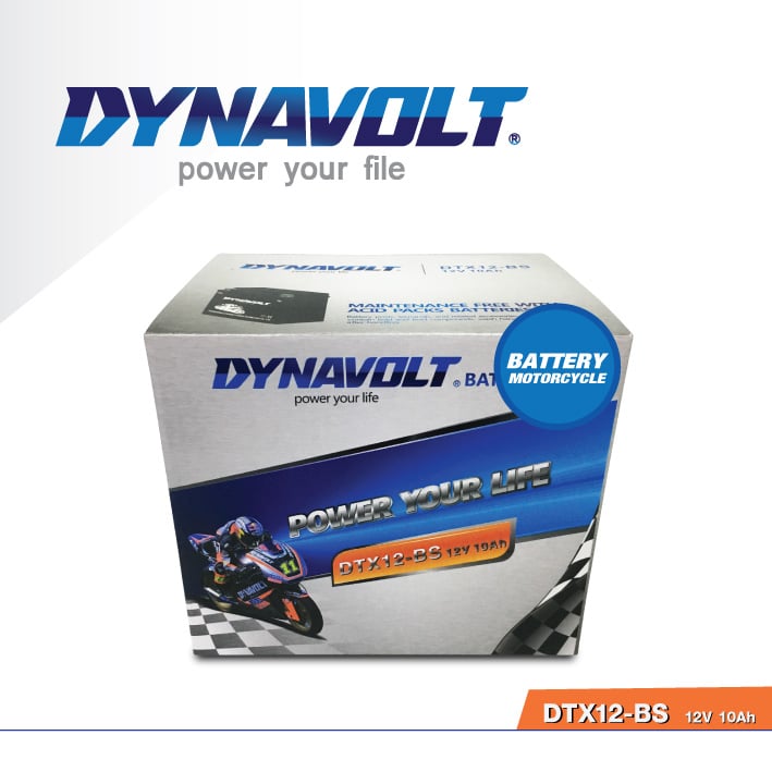 แบตเตอรี่มอเตอร์ไซค์ DYNAVOLT DTX12-BS