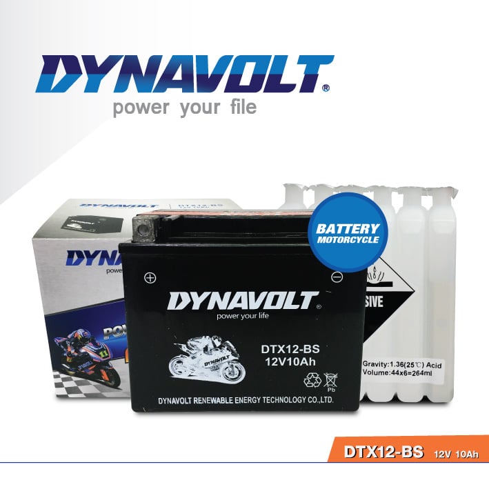แบตเตอรี่มอเตอร์ไซค์ DYNAVOLT DTX12-BS