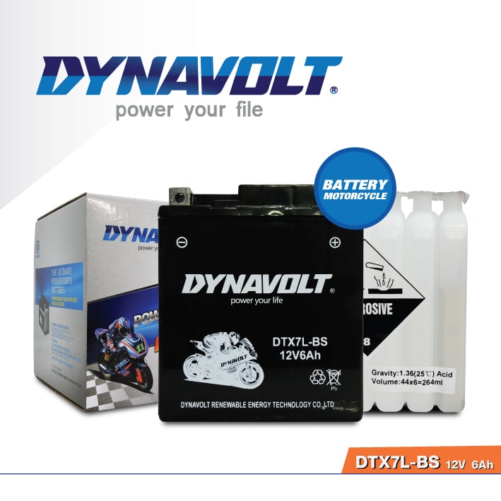 แบตเตอรี่มอเตอร์ไซค์ DYNAVOTL DTX7L-BS