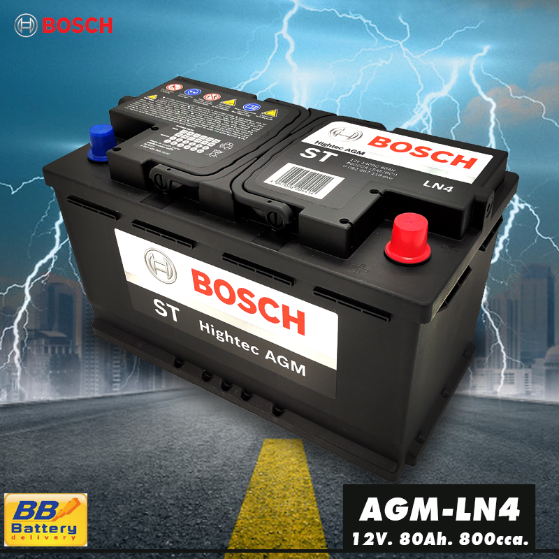 แบตเตอรี่รถยนต์ แห้ง AGM LN4 ยี่ห้อ BOSCH 12V 80Ah CCA 800