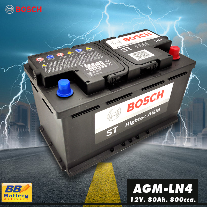 แบตเตอรี่รถยนต์ แห้ง AGM LN4 ยี่ห้อ BOSCH 12V 80Ah CCA 800